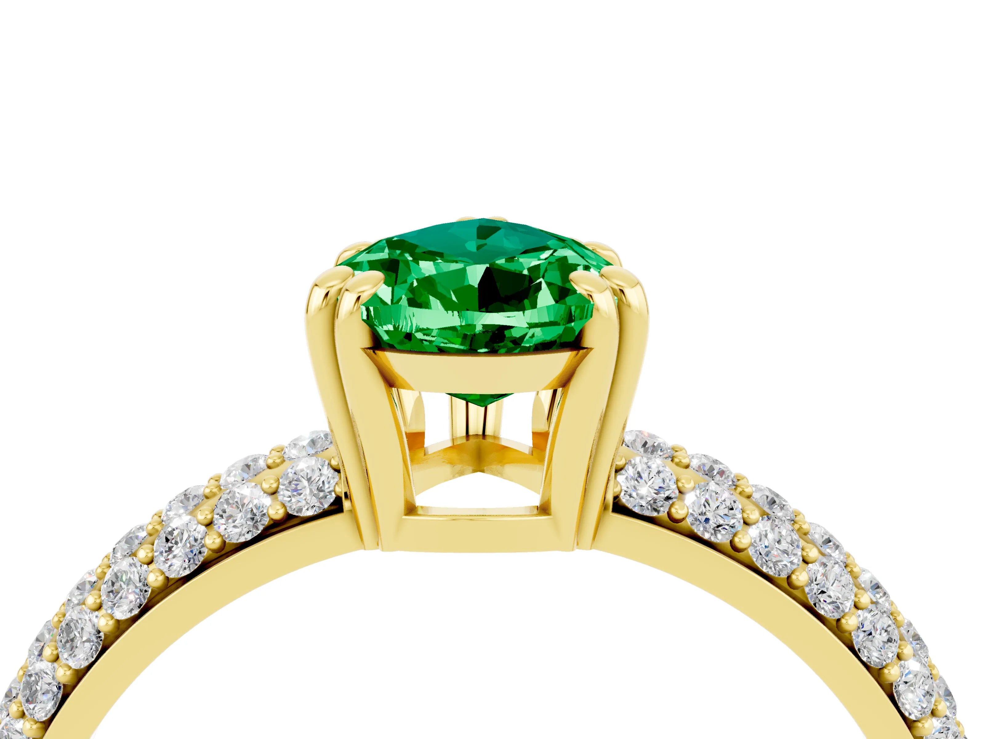 Yellow gold Pear Cut Cut Pave Diamond Engagement Ring with Channel Set Band and Four-Prong Setting_4