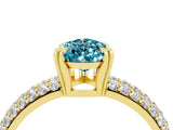 Yellow gold Pear Cut Cut Pave Diamond Engagement Ring with Channel Set Band and Four-Prong Setting_4