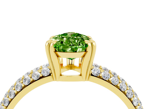 Yellow gold Pear Cut Cut Pave Diamond Engagement Ring with Channel Set Band and Four-Prong Setting_4