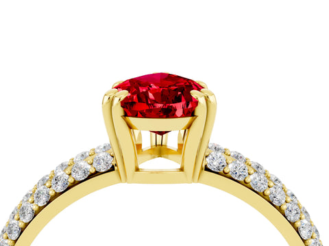 Yellow gold Pear Cut Cut Pave Diamond Engagement Ring with Channel Set Band and Four-Prong Setting_4