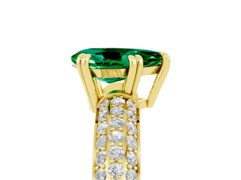 Yellow gold Pear Cut Cut Pave Diamond Engagement Ring with Channel Set Band and Four-Prong Setting_5