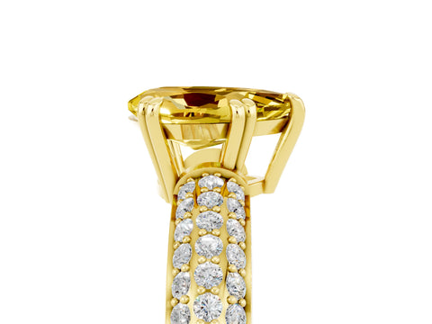 Yellow gold Pear Cut Cut Pave Diamond Engagement Ring with Channel Set Band and Four-Prong Setting_5