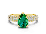 Yellow gold Pear Cut Cut Pave Diamond Engagement Ring with Channel Set Band and Four-Prong Setting