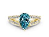 Yellow gold Pear Cut Cut Split Shank Pave Diamond Engagement Ring with Four-Prong Setting