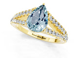 Yellow gold Pear Cut Cut Split Shank Pave Diamond Engagement Ring with Four-Prong Setting_1