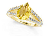 Yellow gold Pear Cut Cut Split Shank Pave Diamond Engagement Ring with Four-Prong Setting_1