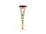 Yellow gold Pear Cut Cut Split Shank Pave Diamond Engagement Ring with Four-Prong Setting_2