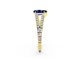 Yellow gold Pear Cut Cut Split Shank Pave Diamond Engagement Ring with Four-Prong Setting_2