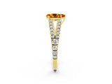 Yellow gold Pear Cut Cut Split Shank Pave Diamond Engagement Ring with Four-Prong Setting_2