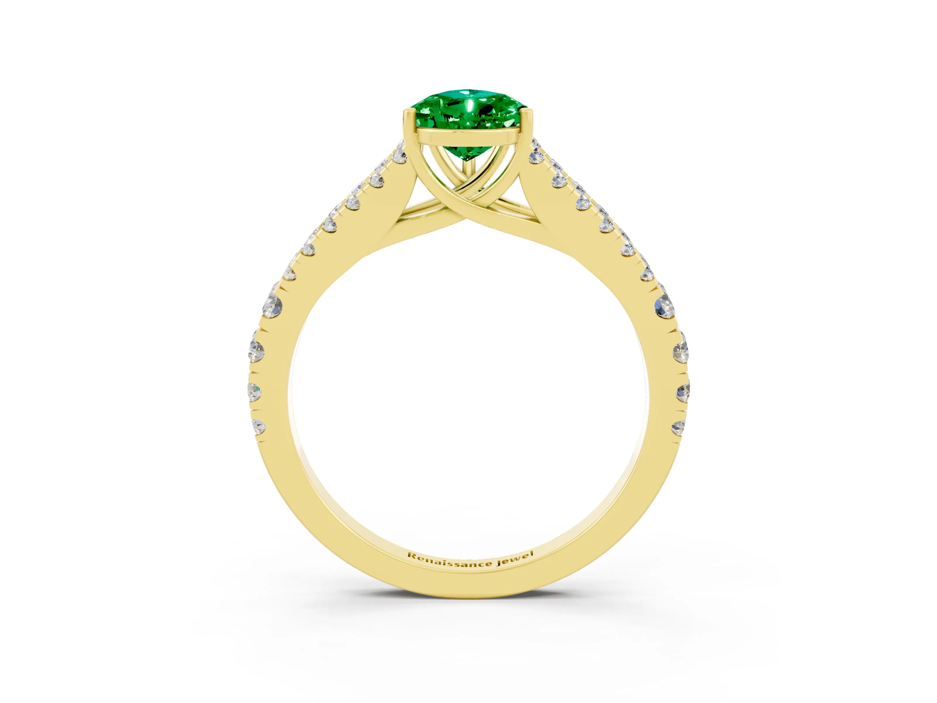Yellow gold Pear Cut Cut Split Shank Pave Diamond Engagement Ring with Four-Prong Setting_3