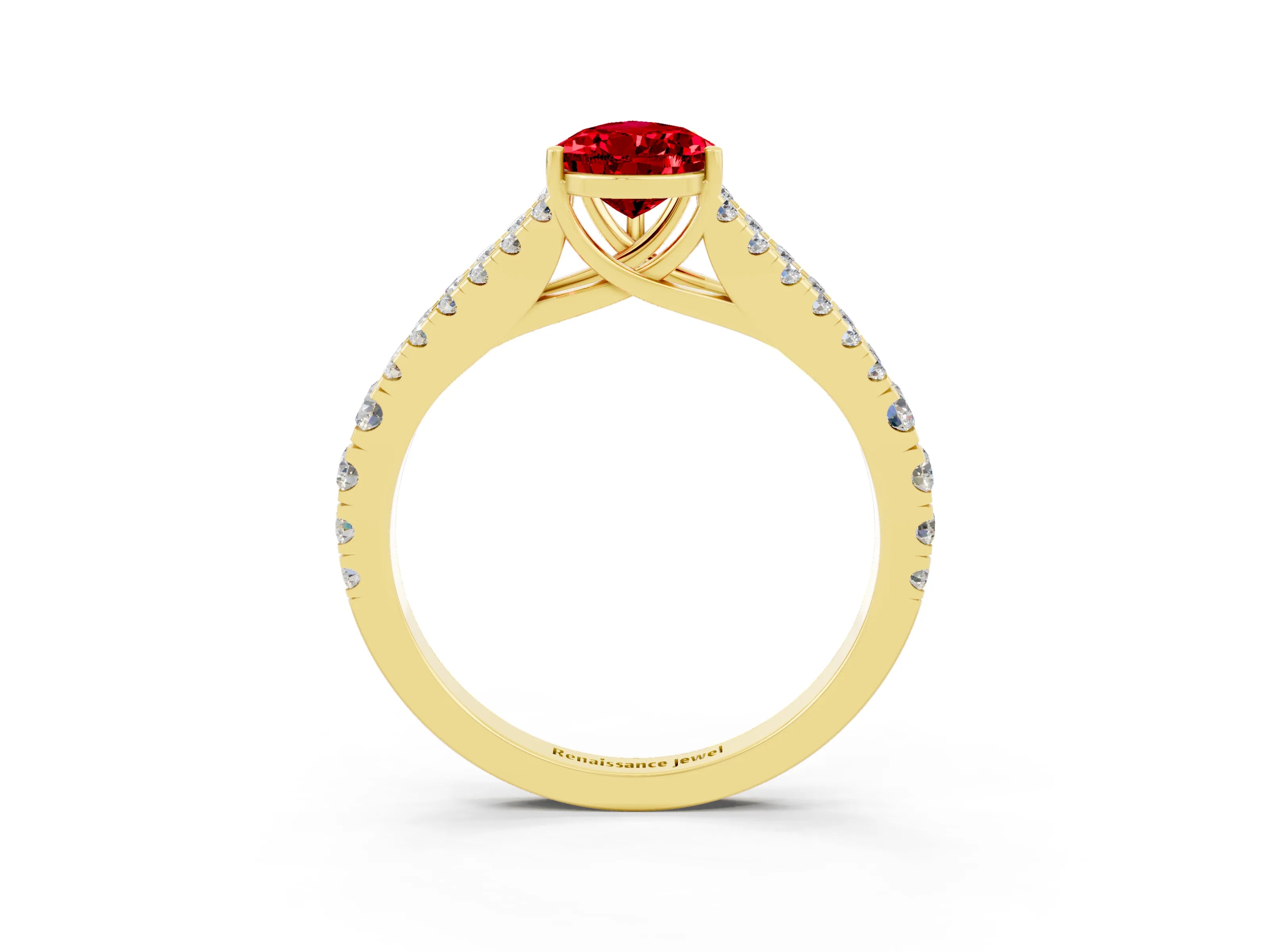 Yellow gold Pear Cut Cut Split Shank Pave Diamond Engagement Ring with Four-Prong Setting_3