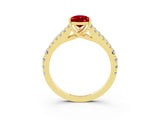 Yellow gold Pear Cut Cut Split Shank Pave Diamond Engagement Ring with Four-Prong Setting_3