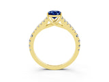 Yellow gold Pear Cut Cut Split Shank Pave Diamond Engagement Ring with Four-Prong Setting_3