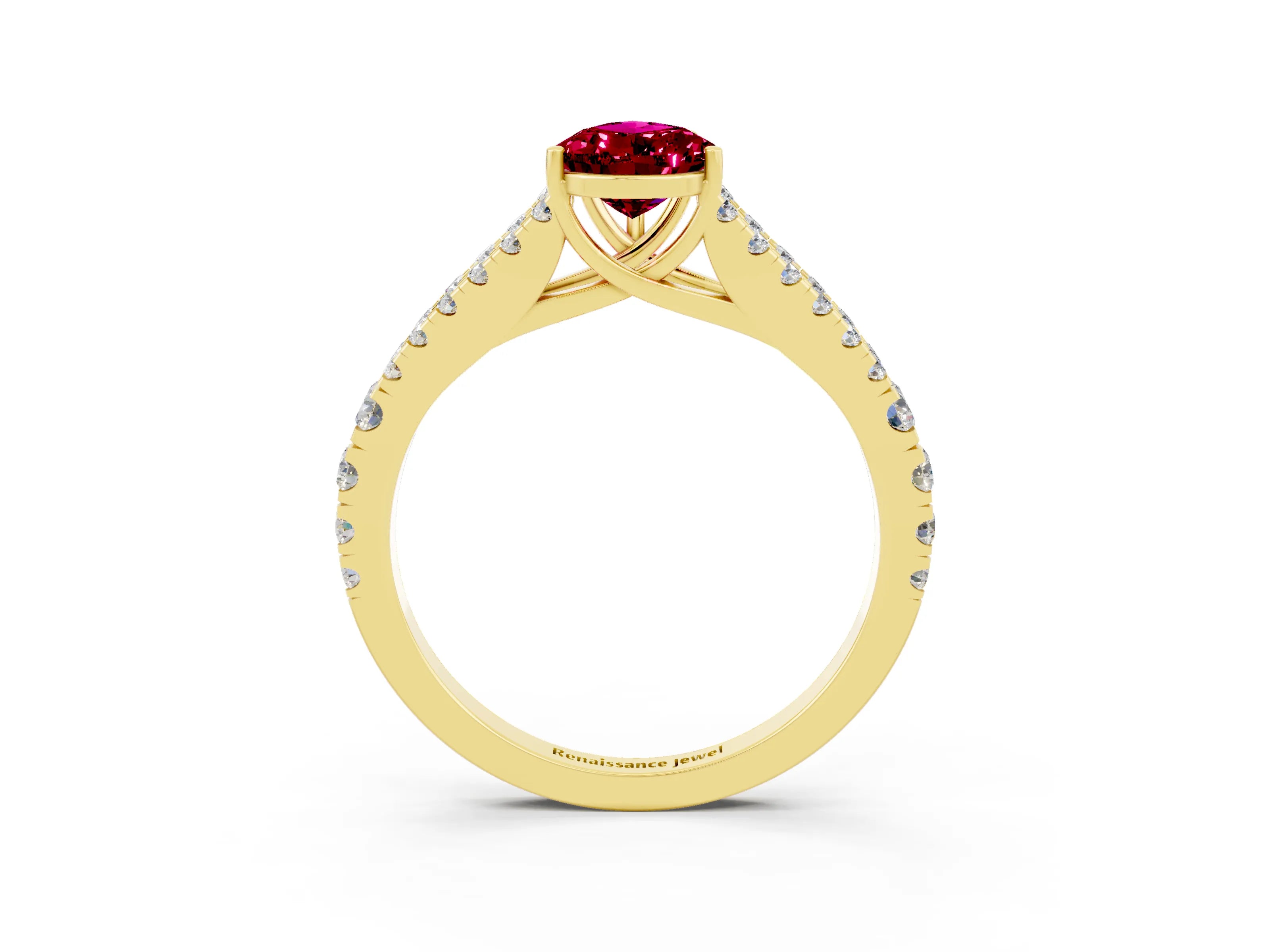 Yellow gold Pear Cut Cut Split Shank Pave Diamond Engagement Ring with Four-Prong Setting_3