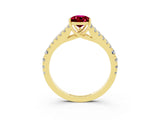 Yellow gold Pear Cut Cut Split Shank Pave Diamond Engagement Ring with Four-Prong Setting_3