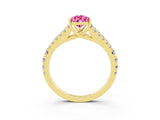 Yellow gold Pear Cut Cut Split Shank Pave Diamond Engagement Ring with Four-Prong Setting_3