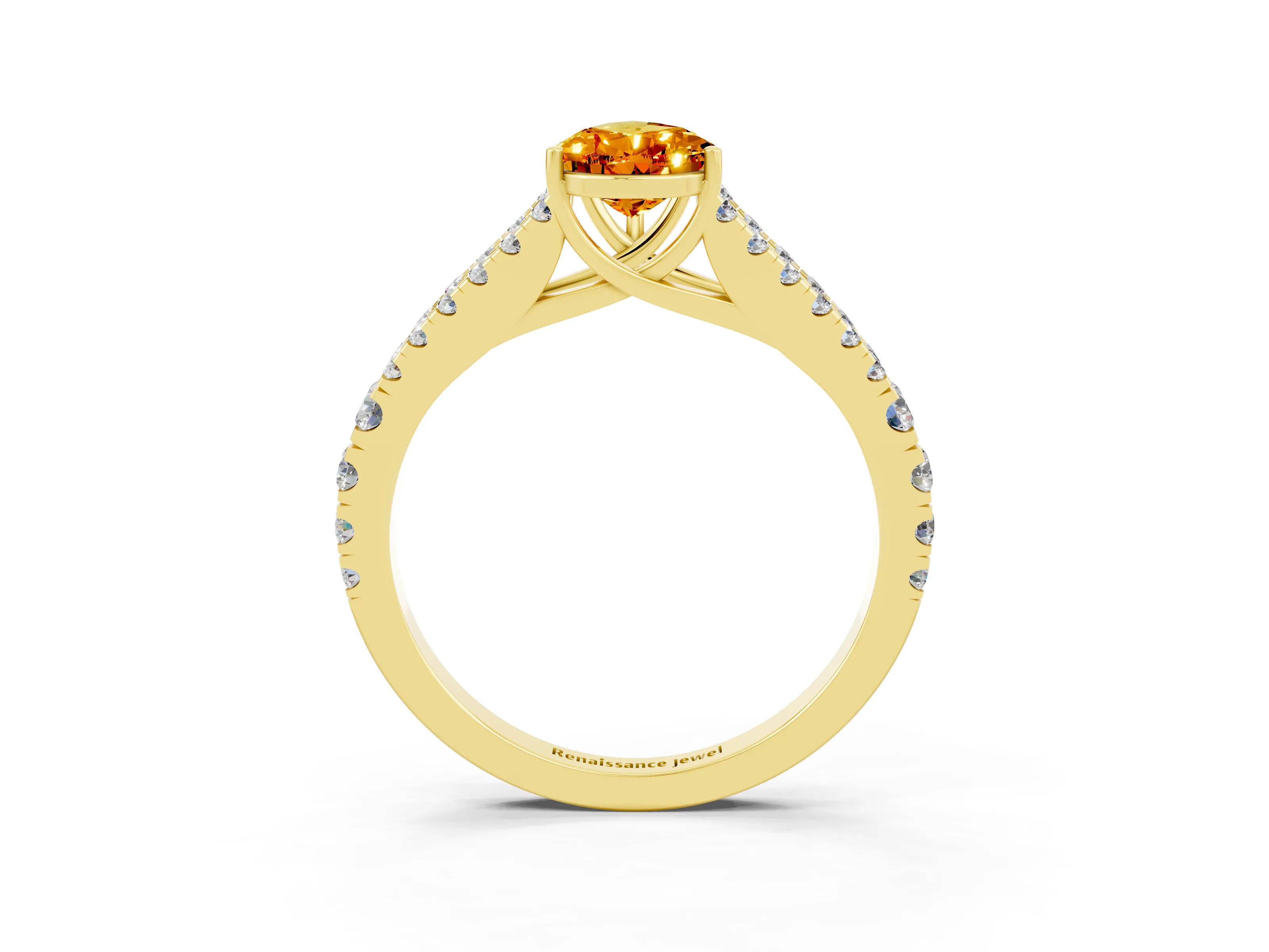 Yellow gold Pear Cut Cut Split Shank Pave Diamond Engagement Ring with Four-Prong Setting_3
