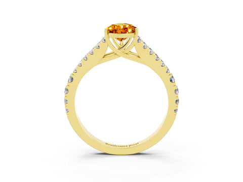Yellow gold Pear Cut Cut Split Shank Pave Diamond Engagement Ring with Four-Prong Setting_3