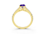 Yellow gold Pear Cut Cut Split Shank Pave Diamond Engagement Ring with Four-Prong Setting_3