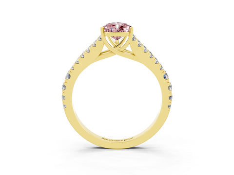 Yellow gold Pear Cut Cut Split Shank Pave Diamond Engagement Ring with Four-Prong Setting_3