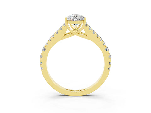 Yellow gold Pear Cut Cut Split Shank Pave Diamond Engagement Ring with Four-Prong Setting_3