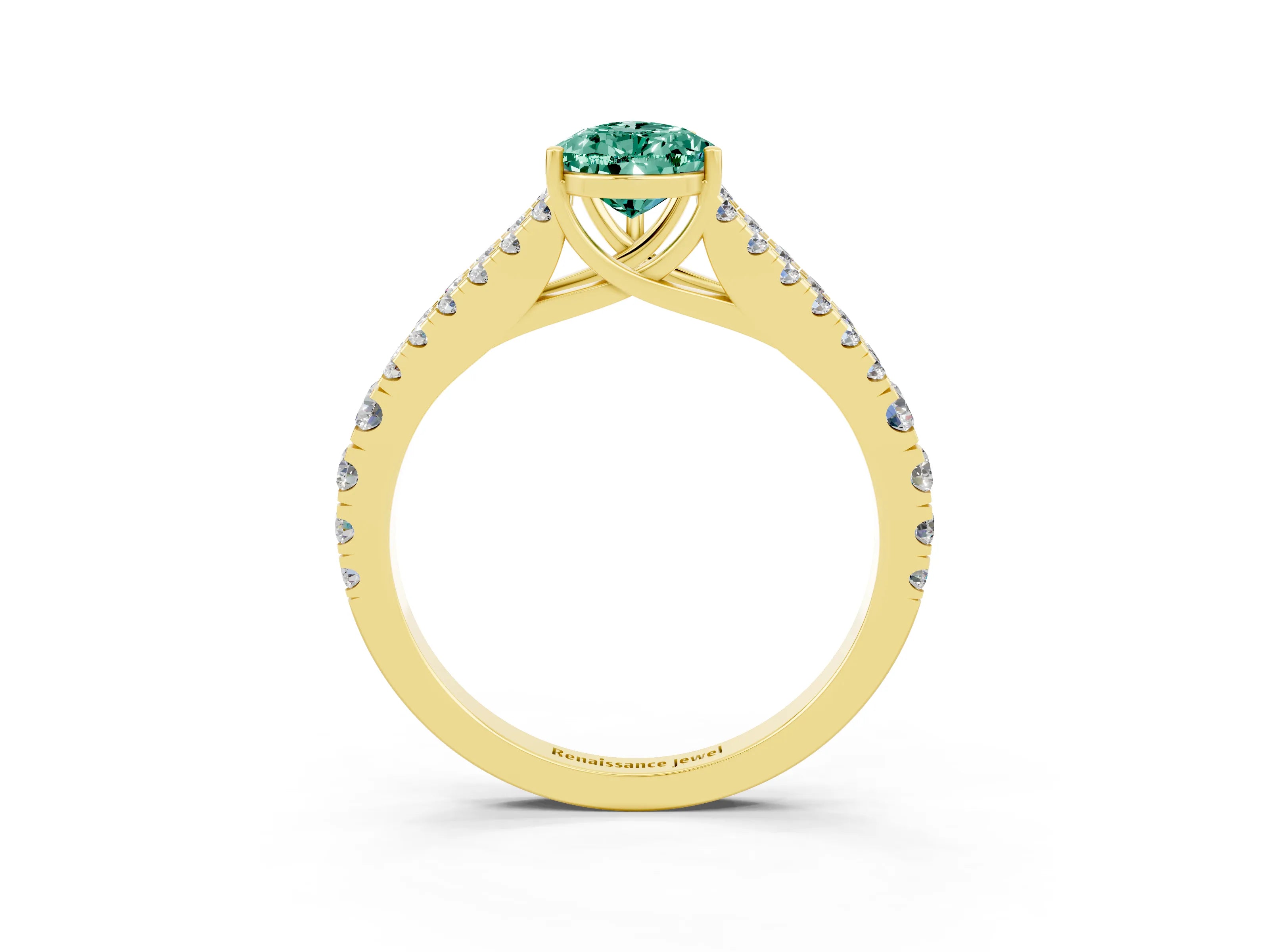 Yellow gold Pear Cut Cut Split Shank Pave Diamond Engagement Ring with Four-Prong Setting_3