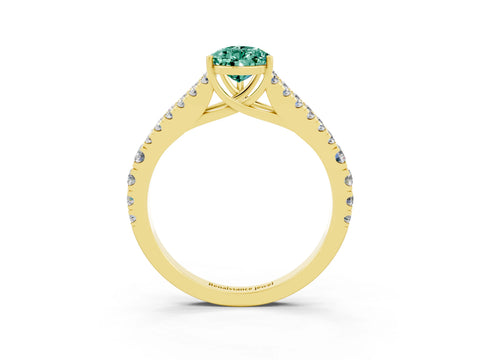 Yellow gold Pear Cut Cut Split Shank Pave Diamond Engagement Ring with Four-Prong Setting_3
