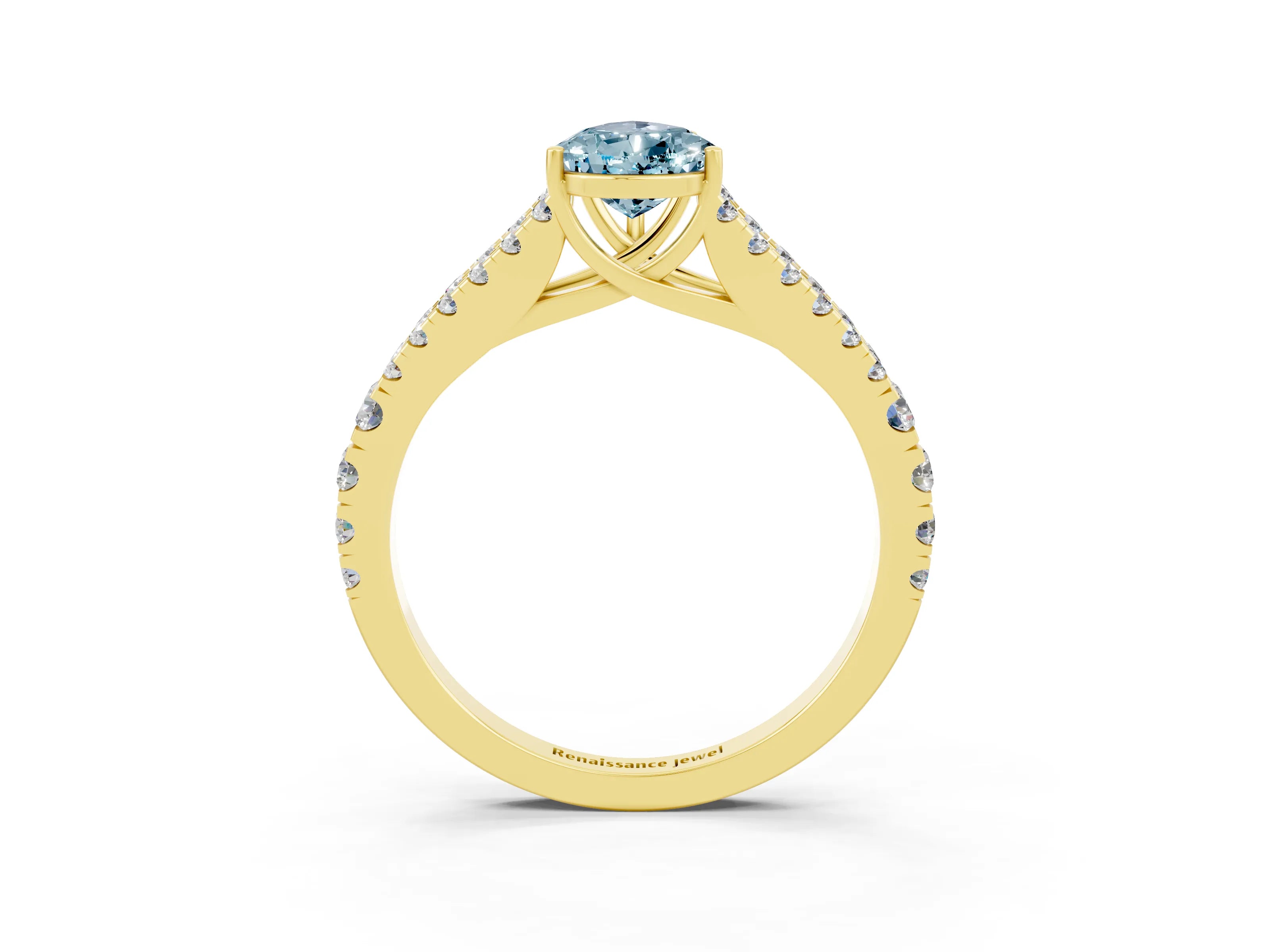 Yellow gold Pear Cut Cut Split Shank Pave Diamond Engagement Ring with Four-Prong Setting_3