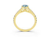 Yellow gold Pear Cut Cut Split Shank Pave Diamond Engagement Ring with Four-Prong Setting_3