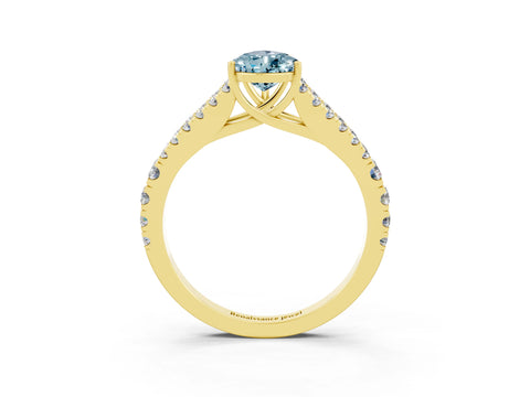 Yellow gold Pear Cut Cut Split Shank Pave Diamond Engagement Ring with Four-Prong Setting_3