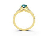 Yellow gold Pear Cut Cut Split Shank Pave Diamond Engagement Ring with Four-Prong Setting_3