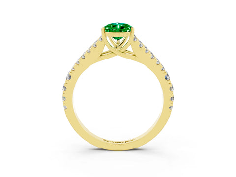 Yellow gold Pear Cut Cut Split Shank Pave Diamond Engagement Ring with Four-Prong Setting_3