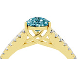 Yellow gold Pear Cut Cut Split Shank Pave Diamond Engagement Ring with Four-Prong Setting_4
