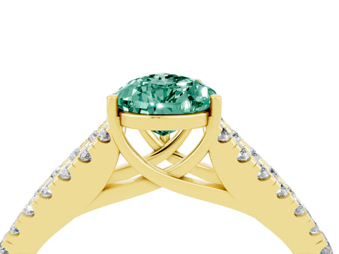 Yellow gold Pear Cut Cut Split Shank Pave Diamond Engagement Ring with Four-Prong Setting_4