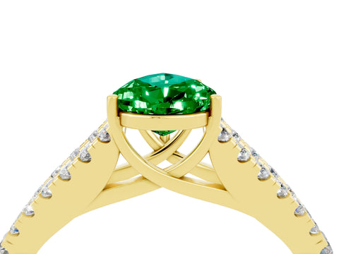 Yellow gold Pear Cut Cut Split Shank Pave Diamond Engagement Ring with Four-Prong Setting_4
