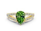 Yellow gold Pear Cut Cut Split Shank Pave Diamond Engagement Ring with Four-Prong Setting