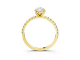 Yellow gold Pear Cut Diamond Brilliant Solitaire Ring with Pavé Band and Four-Prong Setting_148