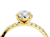 Yellow gold Pear Cut Diamond Brilliant Solitaire Ring with Pavé Band and Four-Prong Setting_149