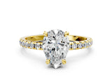 Yellow gold Pear Cut Diamond Brilliant Solitaire Ring with Pavé Band and Four-Prong Setting_27