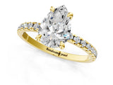 Yellow gold Pear Cut Diamond Brilliant Solitaire Ring with Pavé Band and Four-Prong Setting_28