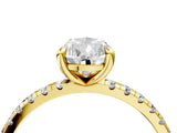 Yellow gold Pear Cut Diamond Brilliant Solitaire Ring with Pavé Band and Four-Prong Setting_31