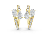 Yellow gold Pear Cut Diamond Bypass Huggie Hoop Earrings_4