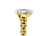 Yellow gold Pear Cut Diamond Cathedral Solitaire Ring with Round with Yellow Sapphire side stone Pavé Band_41