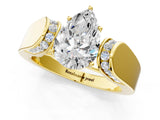 Yellow gold Pear Cut Diamond Channel Set Solitaire Ring with Four-Prong Setting_13