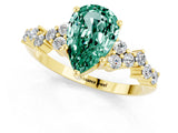 Yellow gold Pear Cut Diamond Cluster Pavé Band with Four-Prong Setting_1