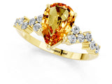 Yellow gold Pear Cut Diamond Cluster Pavé Band with Four-Prong Setting_1