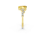Yellow gold Pear Cut Diamond Cluster Pavé Band with Four-Prong Setting_2