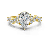 Yellow gold Pear Cut Diamond Cluster Pavé Band with Four-Prong Setting_3
