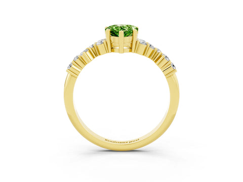 Yellow gold Pear Cut Diamond Cluster Pavé Band with Four-Prong Setting_3