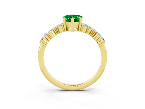 Yellow gold Pear Cut Diamond Cluster Pavé Band with Four-Prong Setting_3